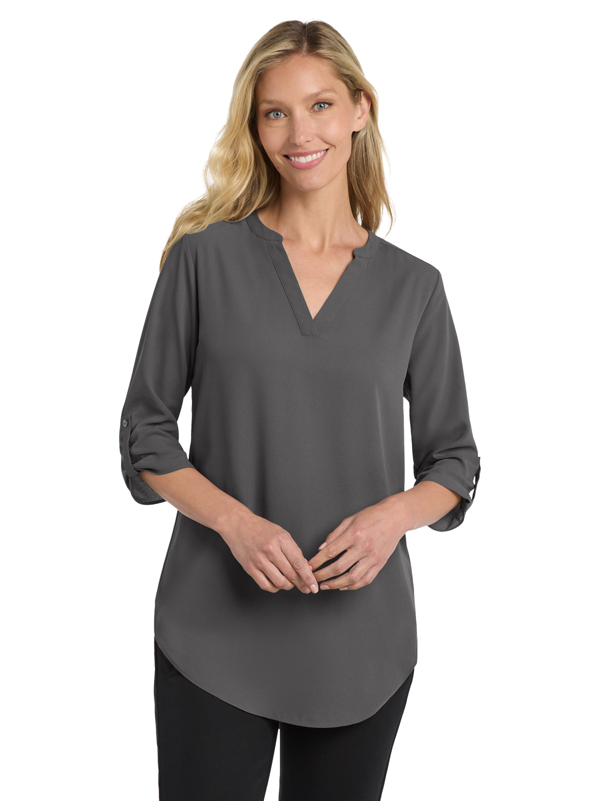 Women's Pocketless 3/4-Sleeve Blouse - LW701 - Sterling Grey