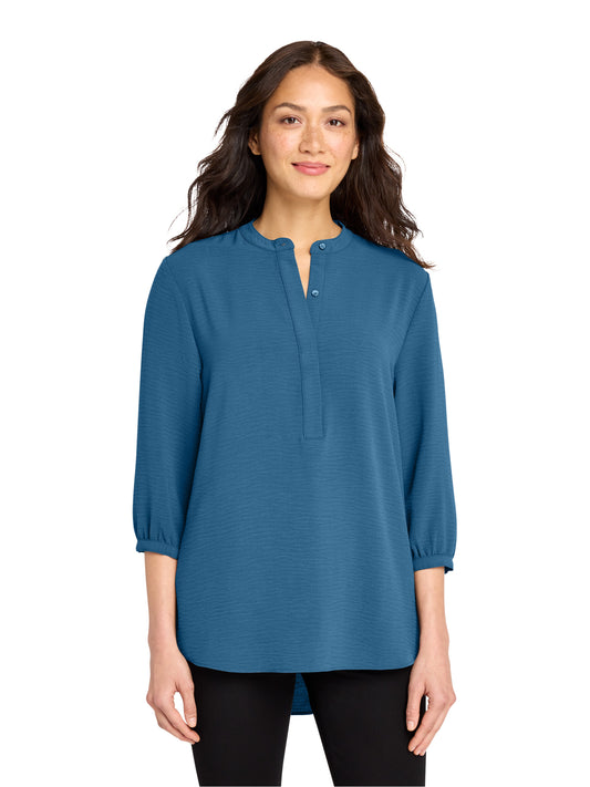 Women's Pocketless 3/4-Sleeve Tunic Top - LW713 - Aegean Blue