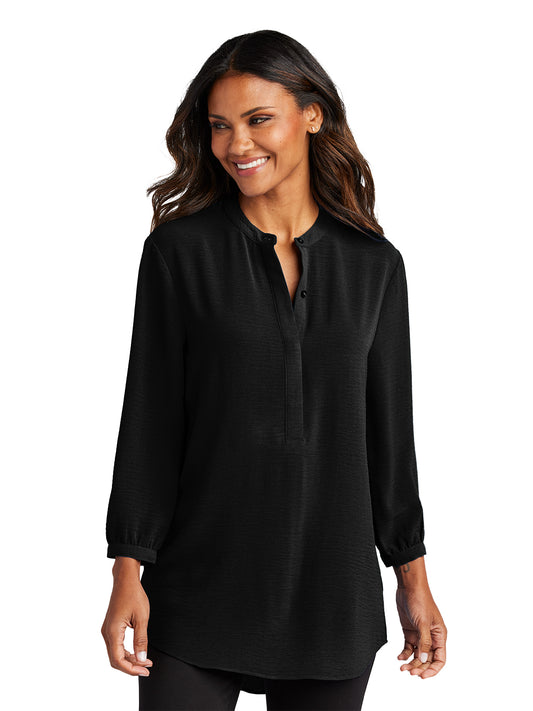 Women's Pocketless 3/4-Sleeve Tunic Top - LW713 - Deep Black