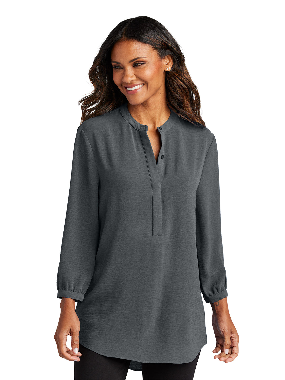 Women's Pocketless 3/4-Sleeve Tunic Top - LW713 - Graphite