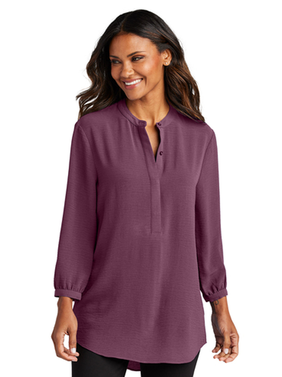 Women's Pocketless 3/4-Sleeve Tunic Top - LW713 - Purple Mist