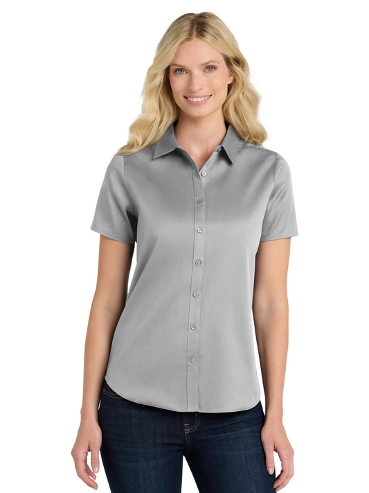 Women's Short Sleeve Button Up Shirt - LW809 - Gusty Grey