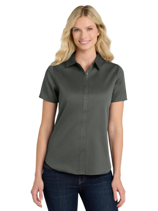 Women's Short Sleeve Button Up Shirt - LW809 - Storm Grey