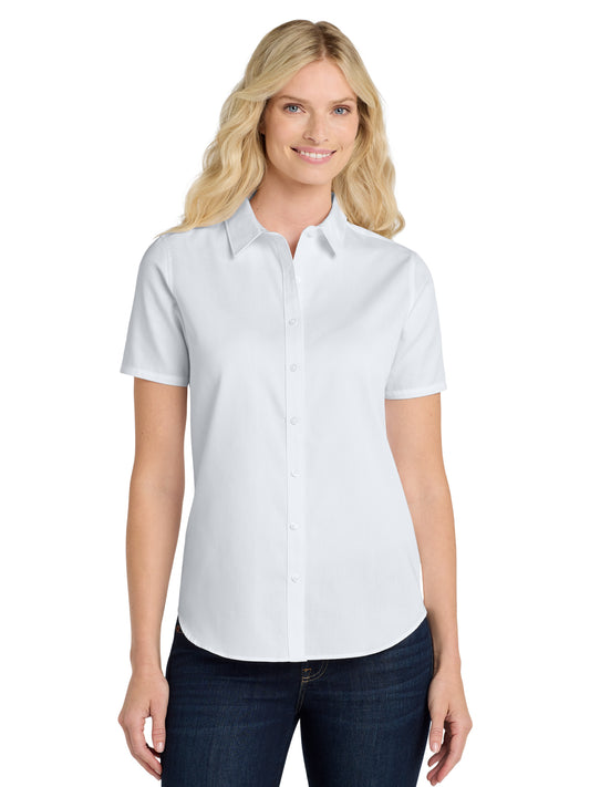 Women's Short Sleeve Button Up Shirt - LW809 - White