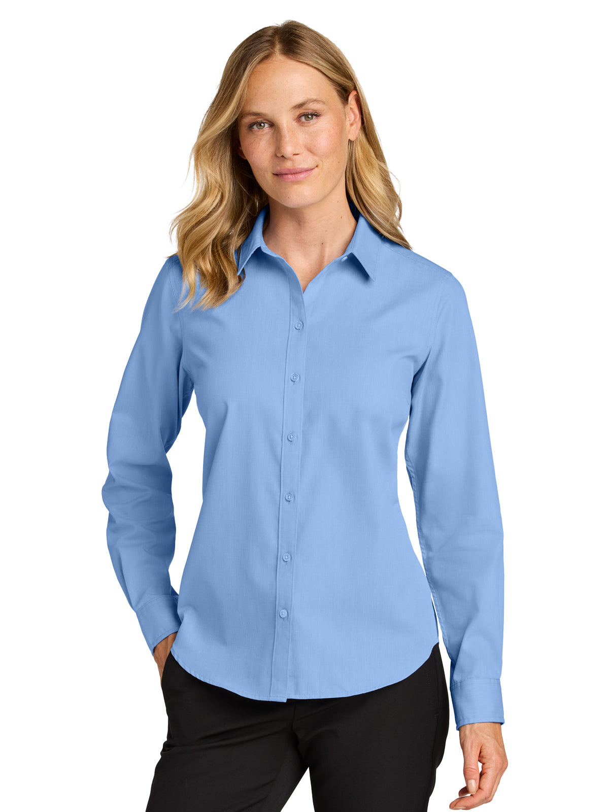 Women’s Long Sleeve Nailhead Easy Care Shirt - LW816 - Swiss Blue