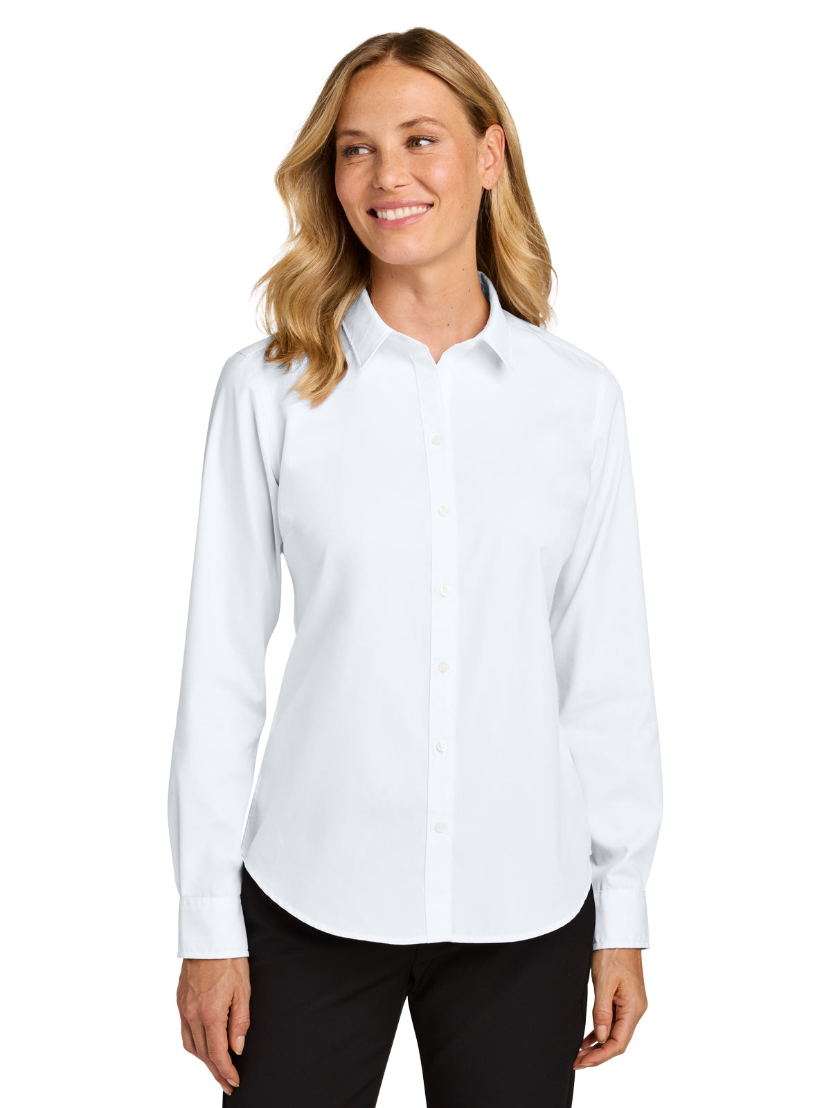 Women’s Long Sleeve Nailhead Easy Care Shirt - LW816 - White