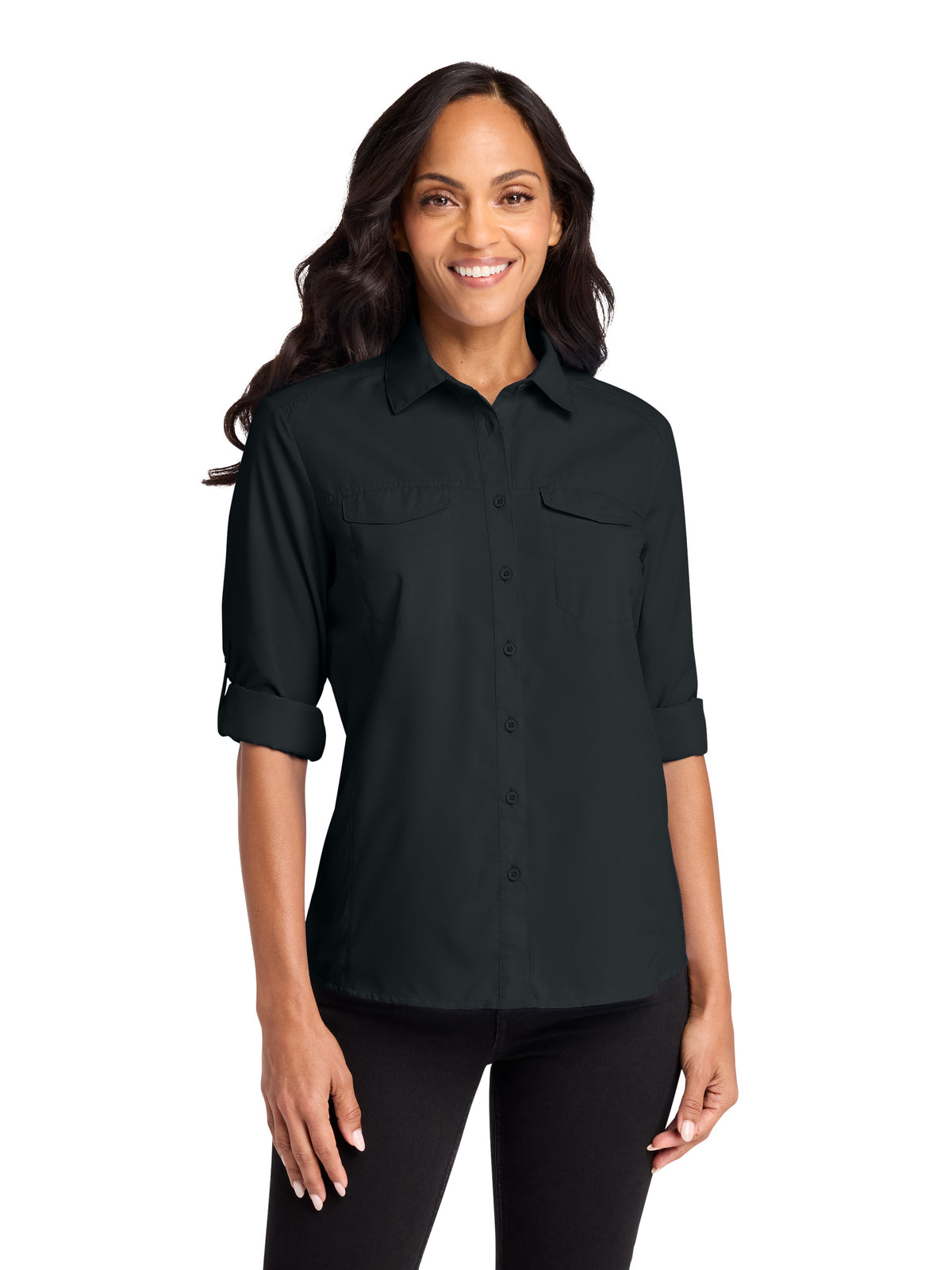 Women's Long Sleeve UV Daybreak Shirt - LW960 - Deep Black
