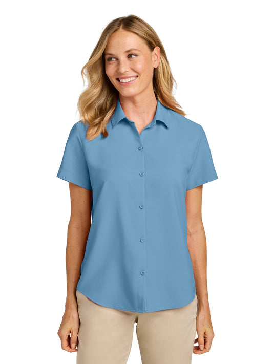 Women's Short Sleeve UV Dockside Shirt - LW963 - Carolina Blue