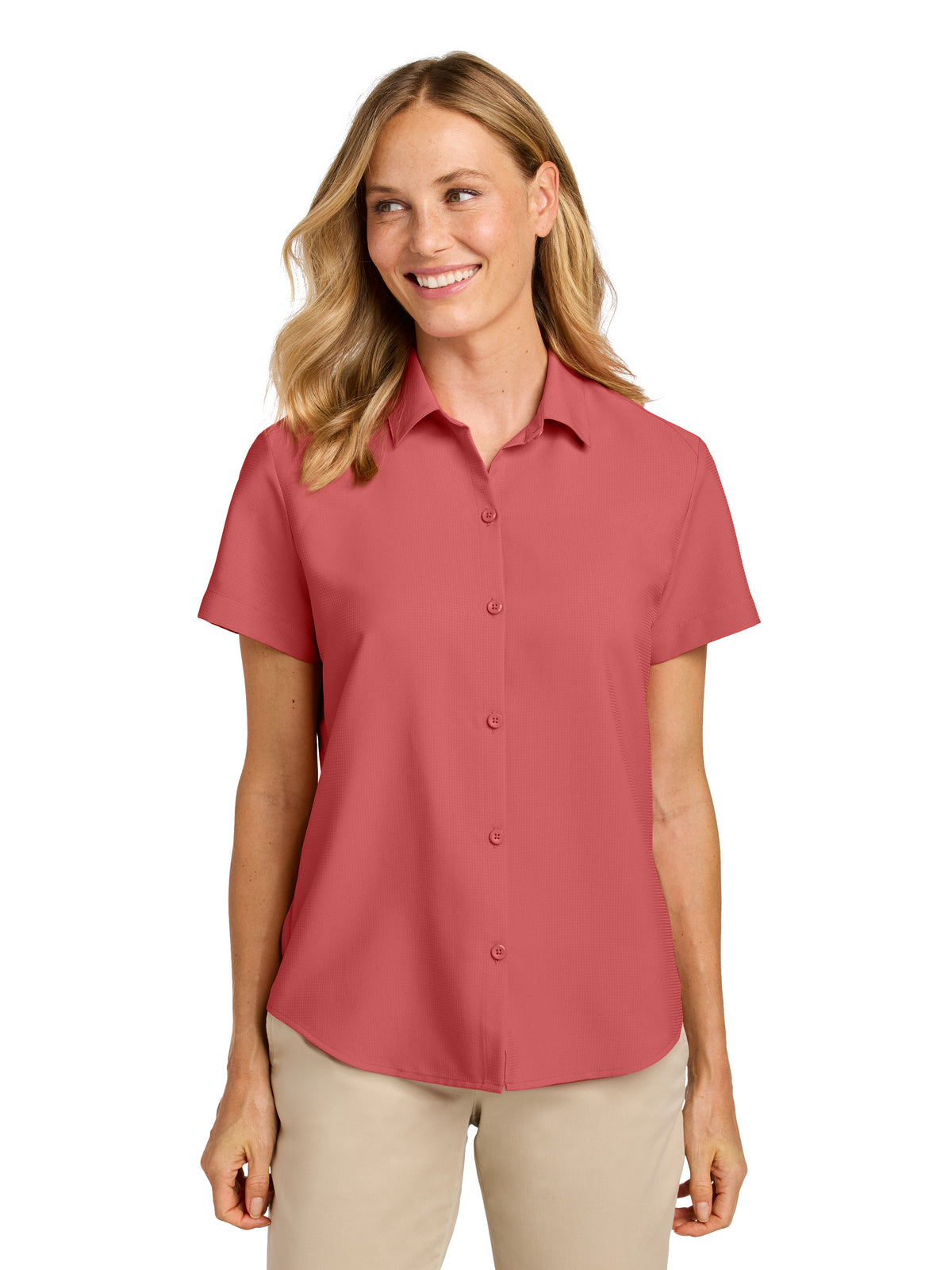 Women's Short Sleeve UV Dockside Shirt - LW963 - Coral Reef