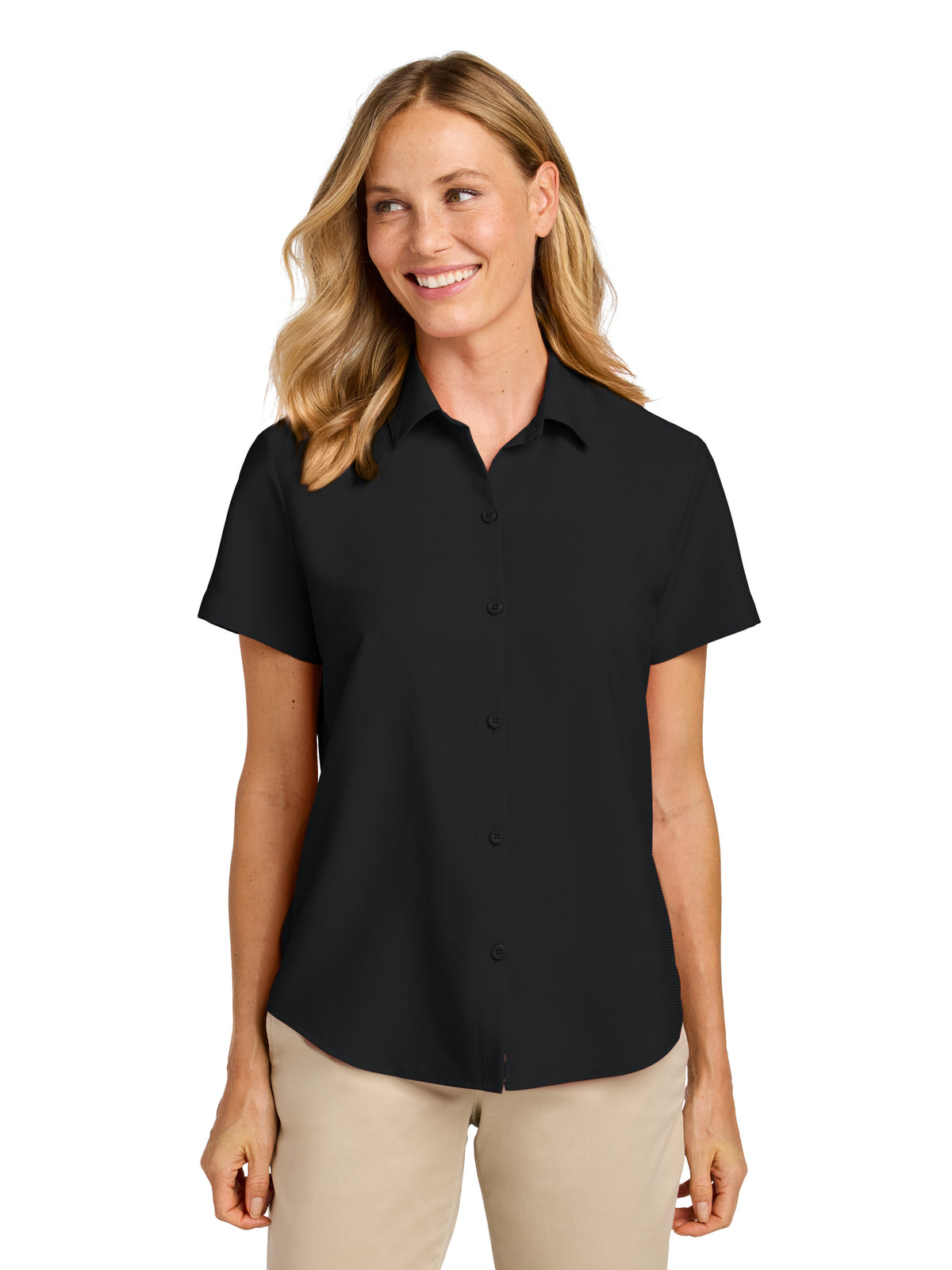 Women's Short Sleeve UV Dockside Shirt - LW963 - Deep Black
