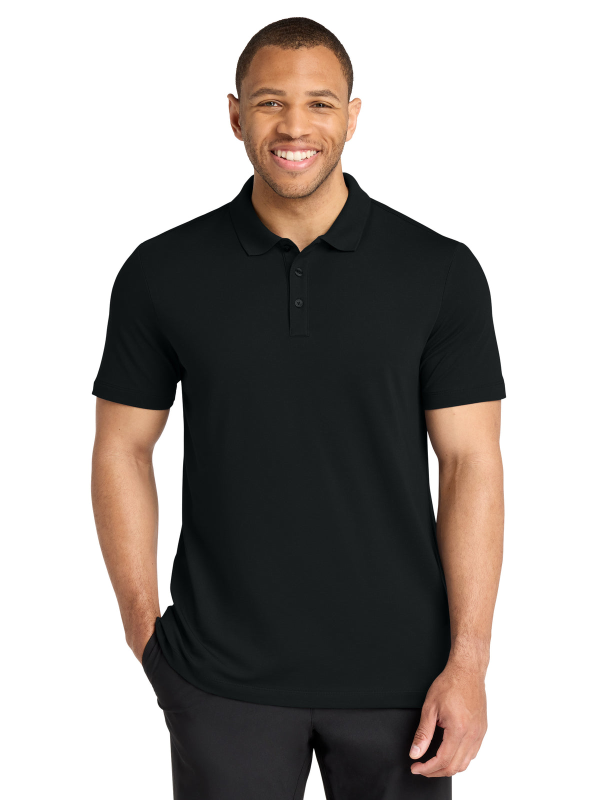 Men's Stretch Pique Polo - MM1004 - Deep Black
