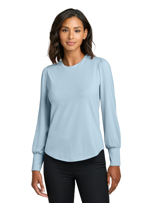 Women’s Stretch Jersey Long Sleeve Blouson Top - MM1019 - Celestial Blue