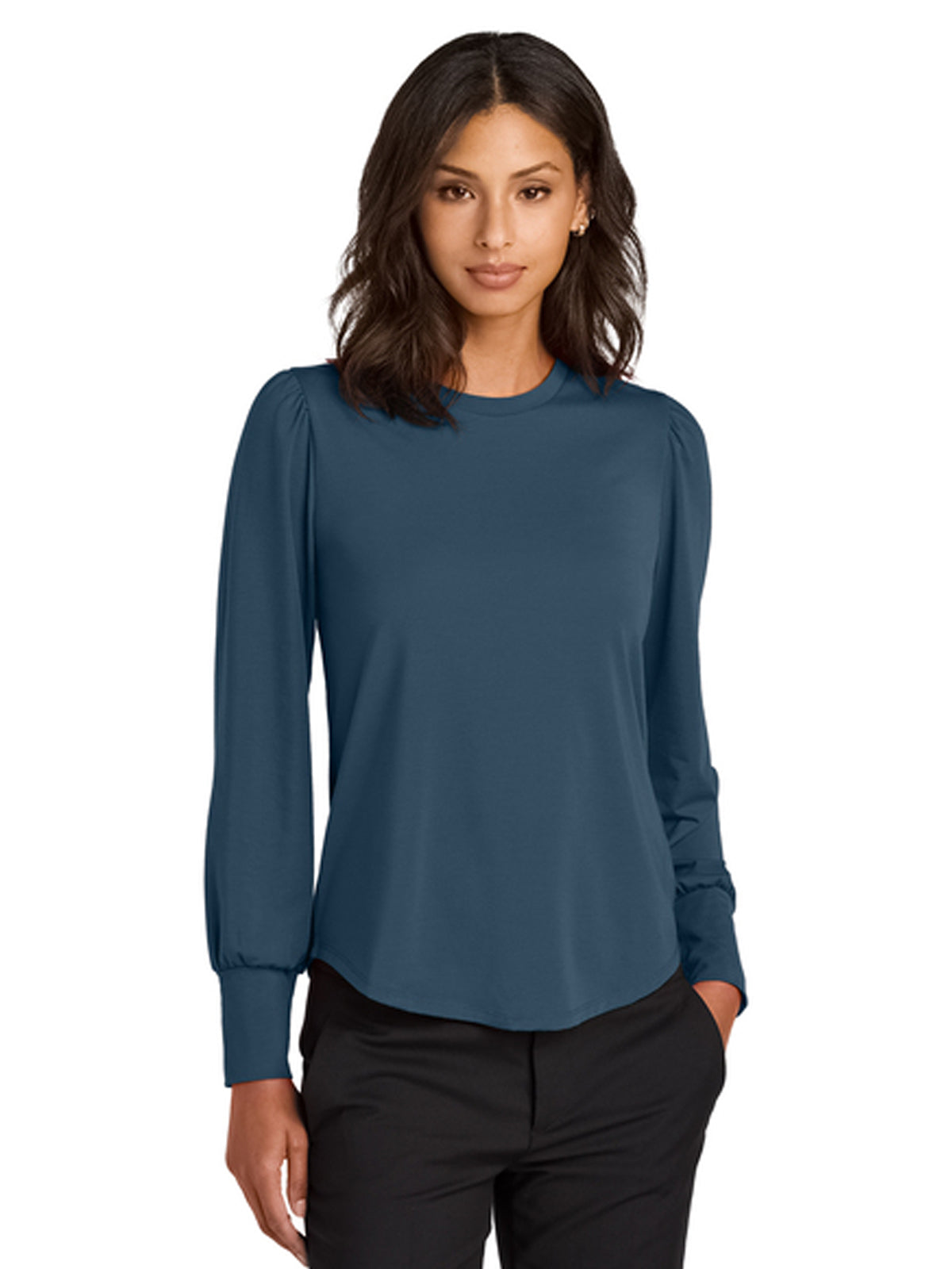 Women’s Stretch Jersey Long Sleeve Blouson Top - MM1019 - Insignia Blue
