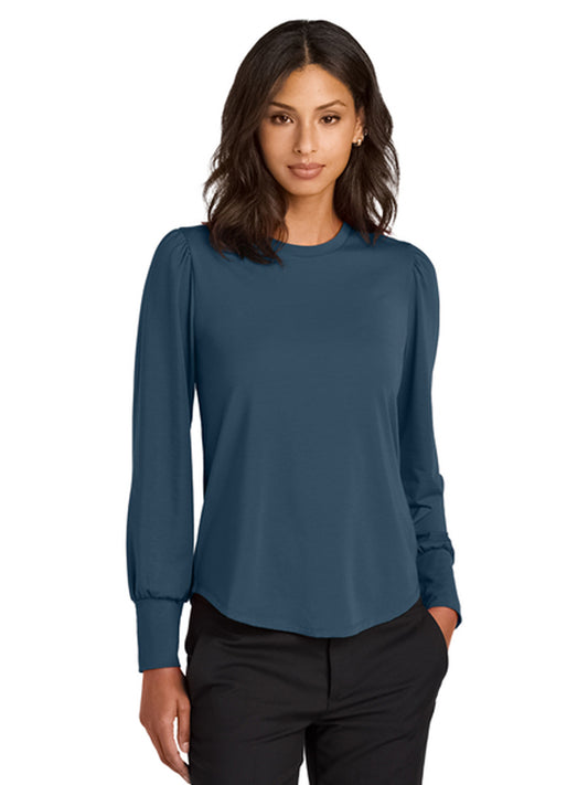 Women’s Stretch Jersey Long Sleeve Blouson Top - MM1019 - Insignia Blue