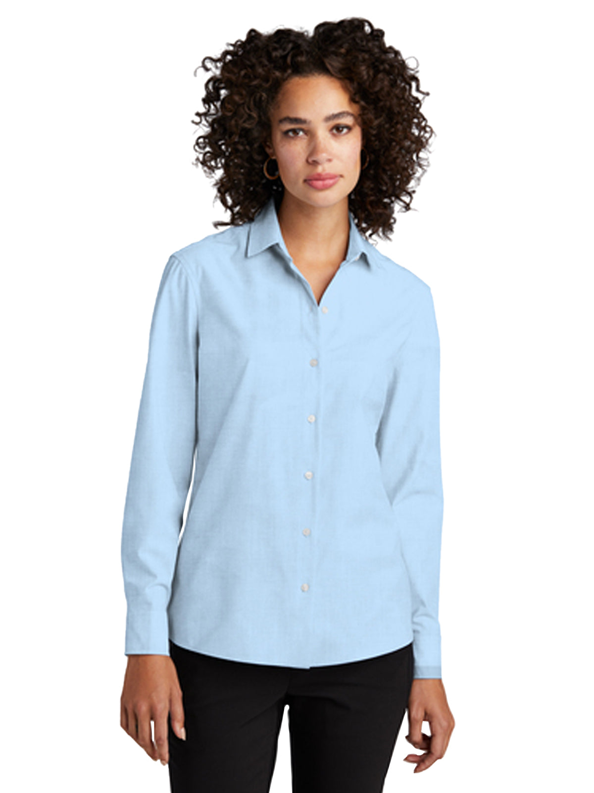 Women's Pocketless Long Sleeve Woven Shirt - MM2001 - Air Blue End On End