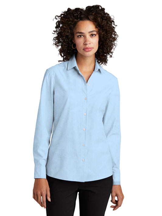 Women's Pocketless Long Sleeve Woven Shirt - MM2001 - Air Blue End On End