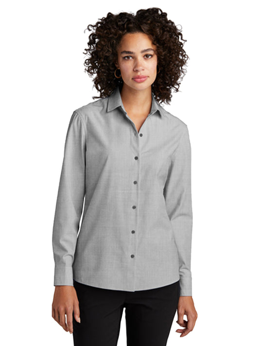 Women's Pocketless Long Sleeve Woven Shirt - MM2001 - Gusty Grey End On End