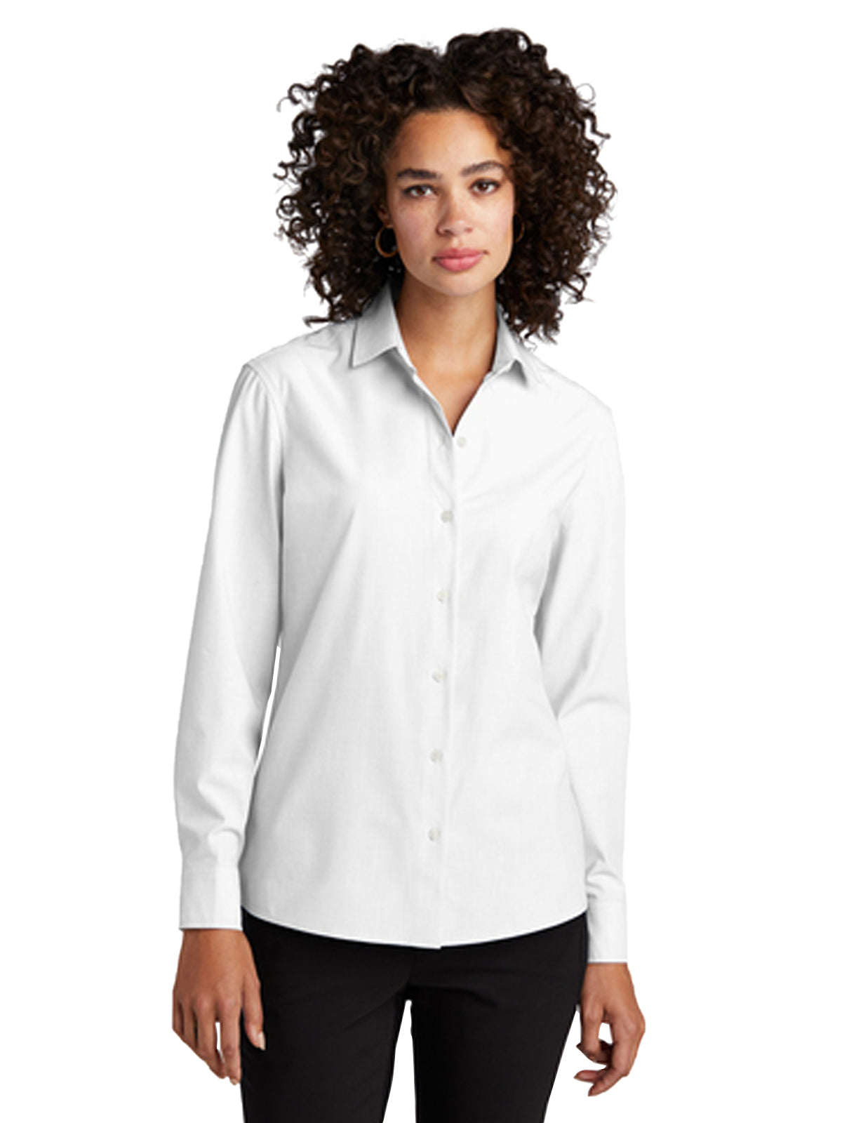 Women's Pocketless Long Sleeve Woven Shirt - MM2001 - White