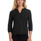 Women's Pocketless 3/4-Sleeve Blouse Top - MM2011 - Deep Black