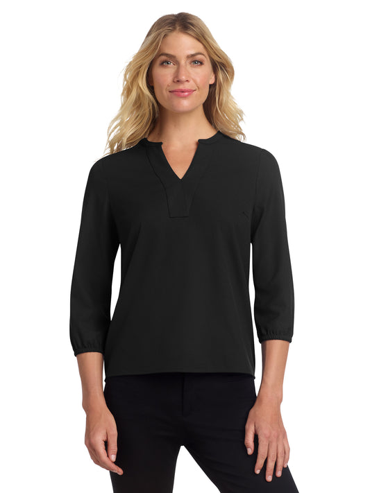 Women's Pocketless 3/4-Sleeve Blouse Top - MM2011 - Deep Black