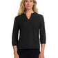 Women's Pocketless 3/4-Sleeve Blouse Top - MM2011 - Deep Black