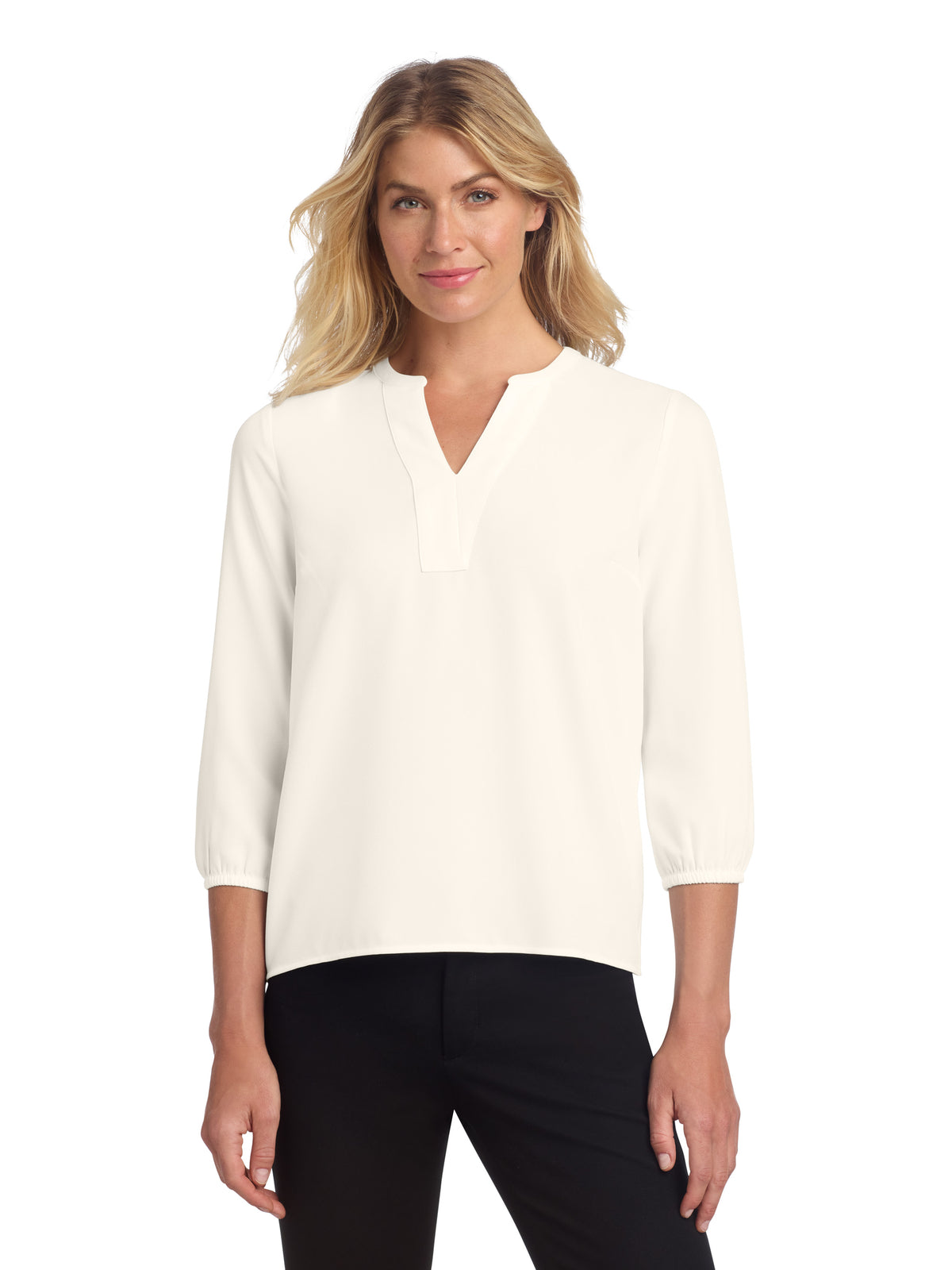 Women's Pocketless 3/4-Sleeve Blouse Top - MM2011 - Ivory Chiffon
