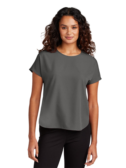 Women's Pocketless Stretch Crepe Crew Top - MM2015 - Anchor Grey