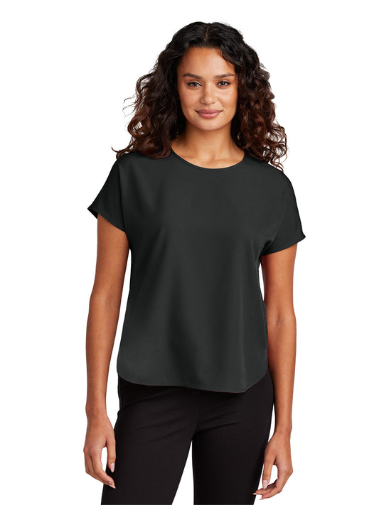 Women's Pocketless Stretch Crepe Crew Top - MM2015 - Deep Black