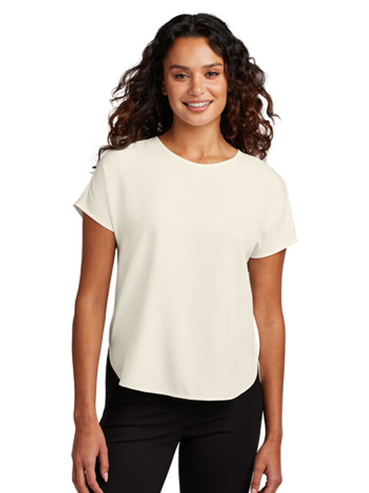 Women's Pocketless Stretch Crepe Crew Top - MM2015 - Ivory Chiffon
