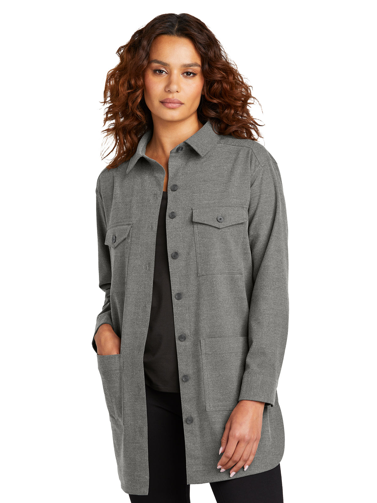 Women's 4-Pocket Twill Overshirt - MM2021 - Light Anchor Grey Heather