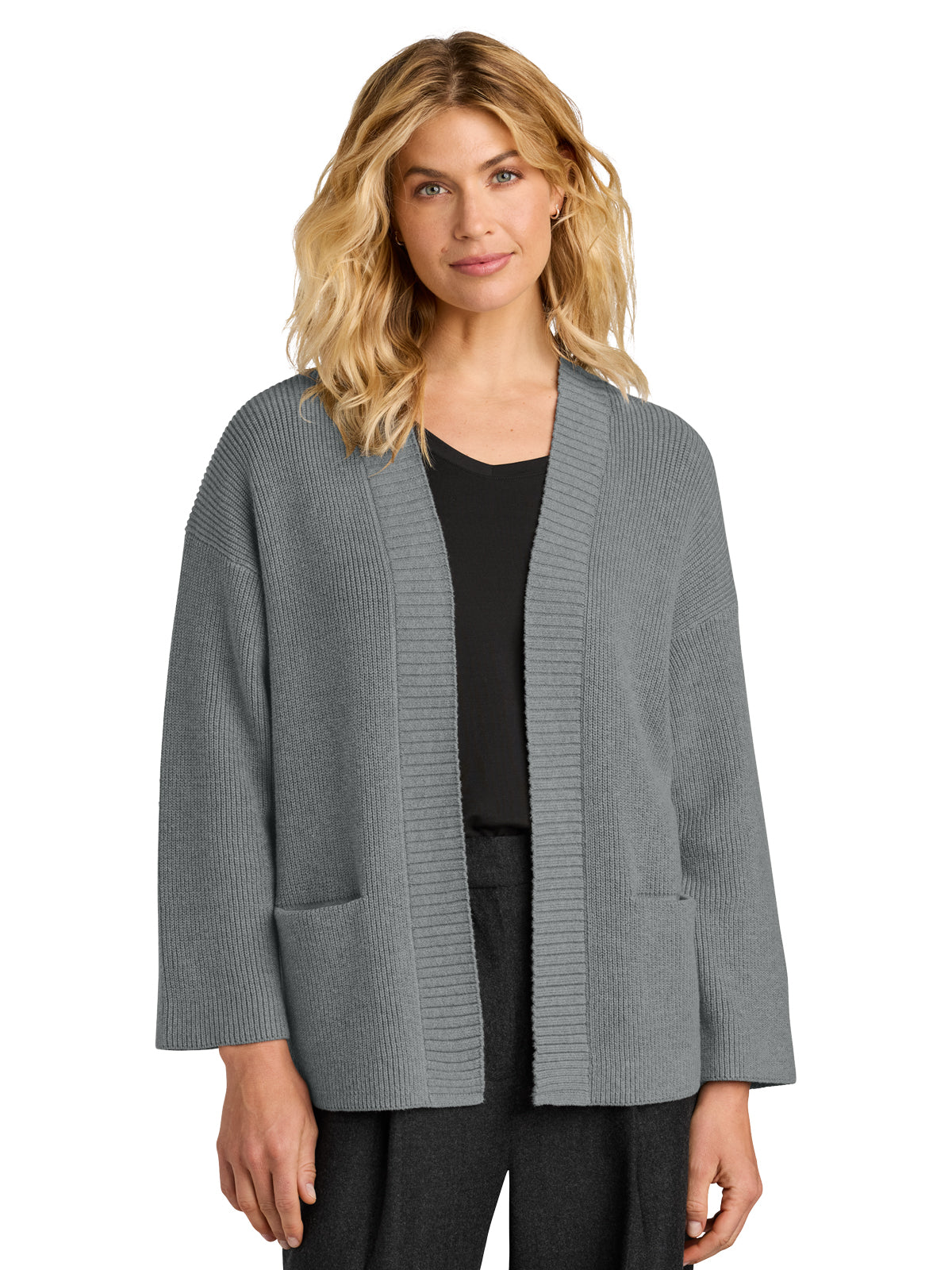 Women's 2-Pocket Open Cardigan - MM3021 - Gusty Grey Heather