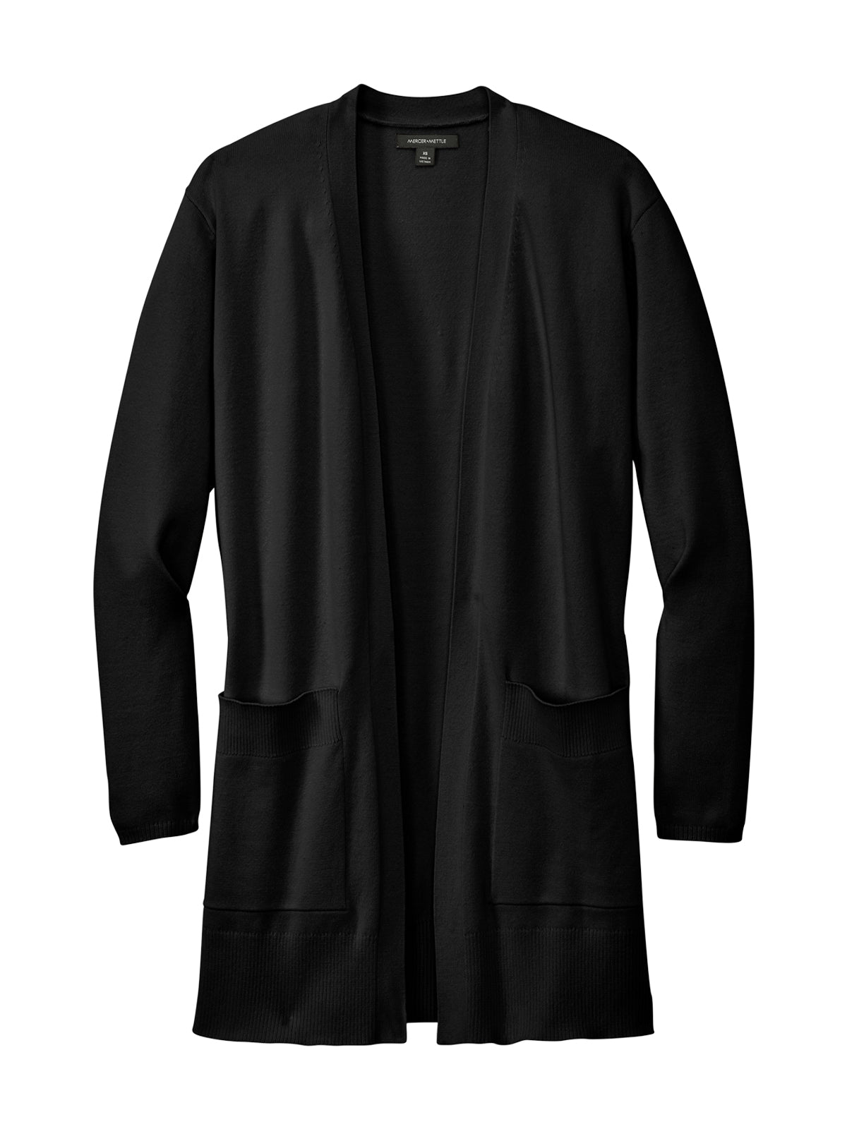 Women's 2-Pocket Open Front Cardigan Sweater - MM3023 - Deep Black