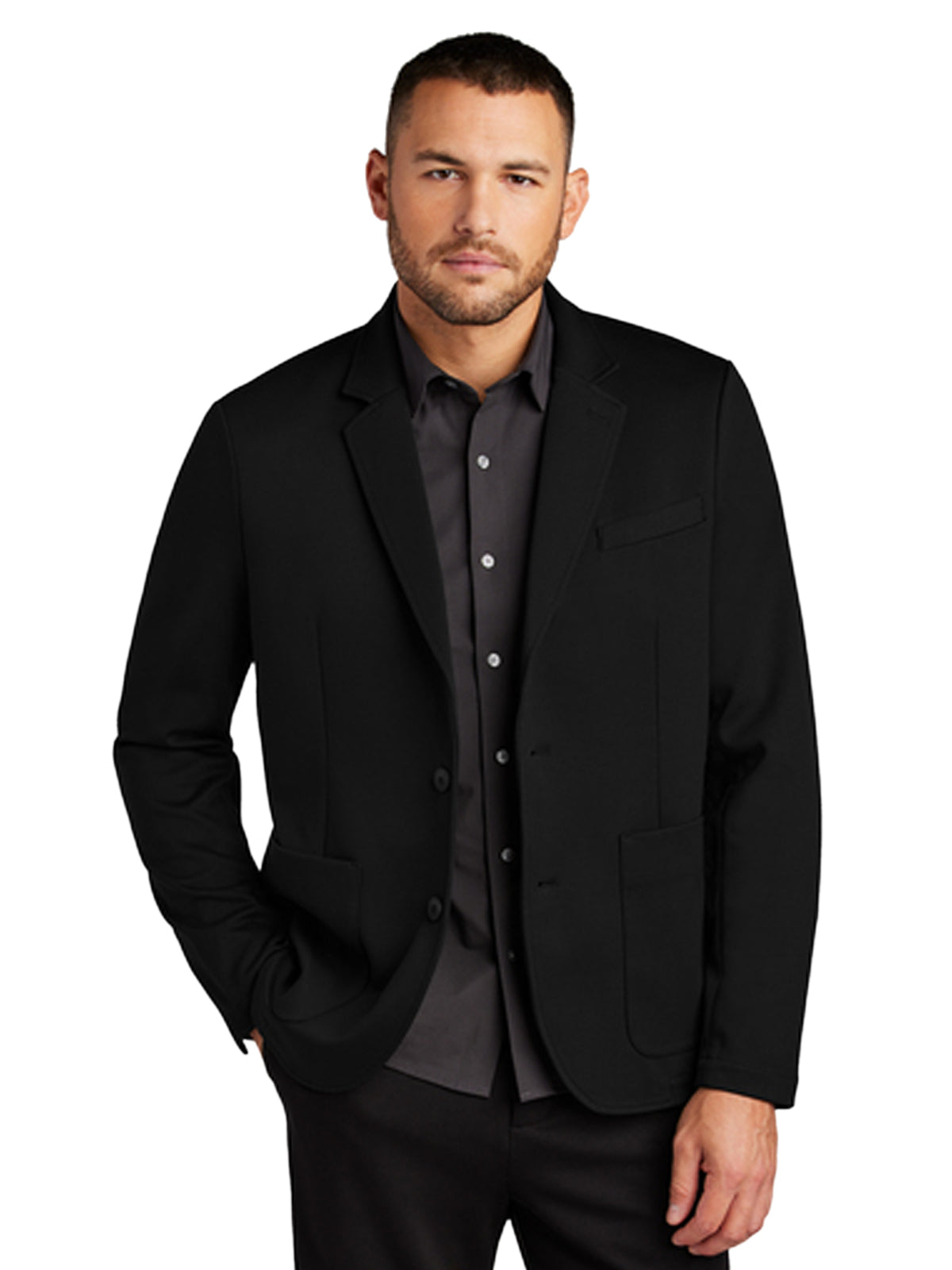 Men's 4-Pocket Knit Blazer - MM3030 - Deep Black