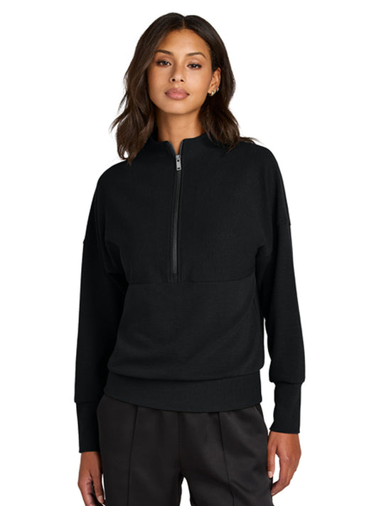 Women’s Linear Texture 1/4-Zip Sweatshirt - MM3041 - Deep Black