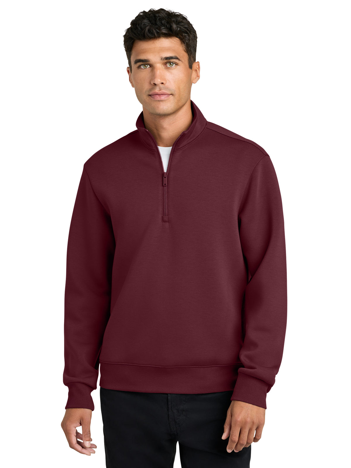 Men's Pocketless Soft Spacer 1/4-Zip Sweatshirt - MM3100 - Burgundy