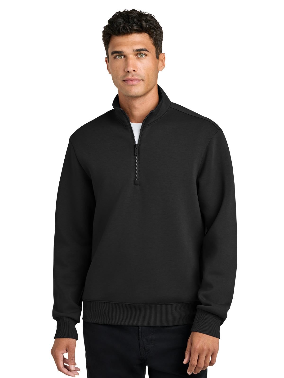 Men's Pocketless Soft Spacer 1/4-Zip Sweatshirt - MM3100 - Deep Black