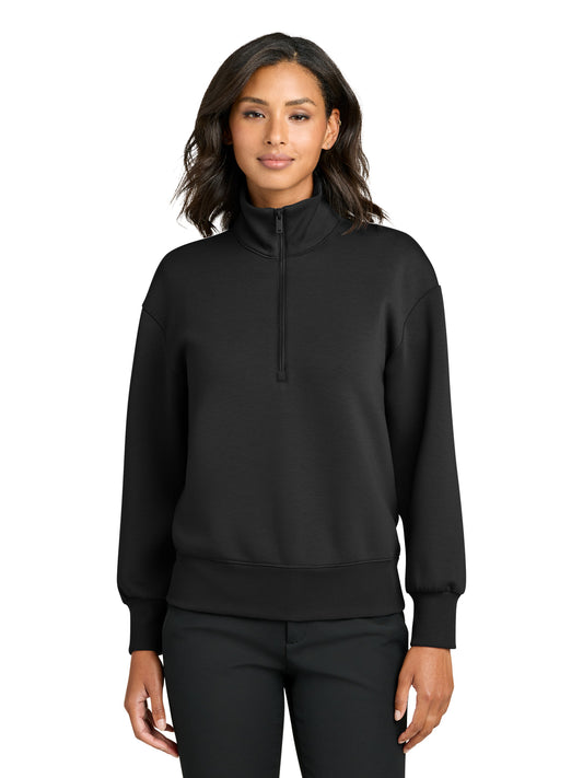 Women's Pocketless Soft Spacer 1/4-Zip Sweatshirt - MM3101 - Deep Black