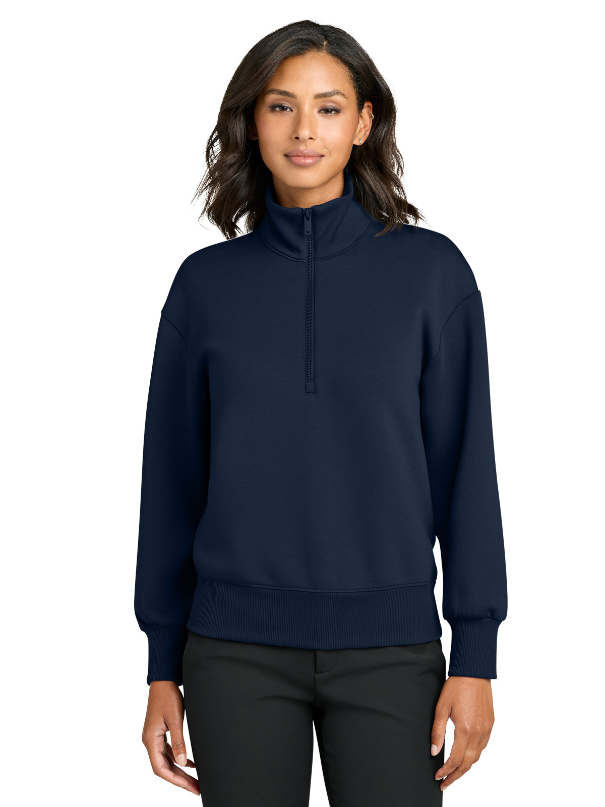 Women's Pocketless Soft Spacer 1/4-Zip Sweatshirt - MM3101 - Night Navy
