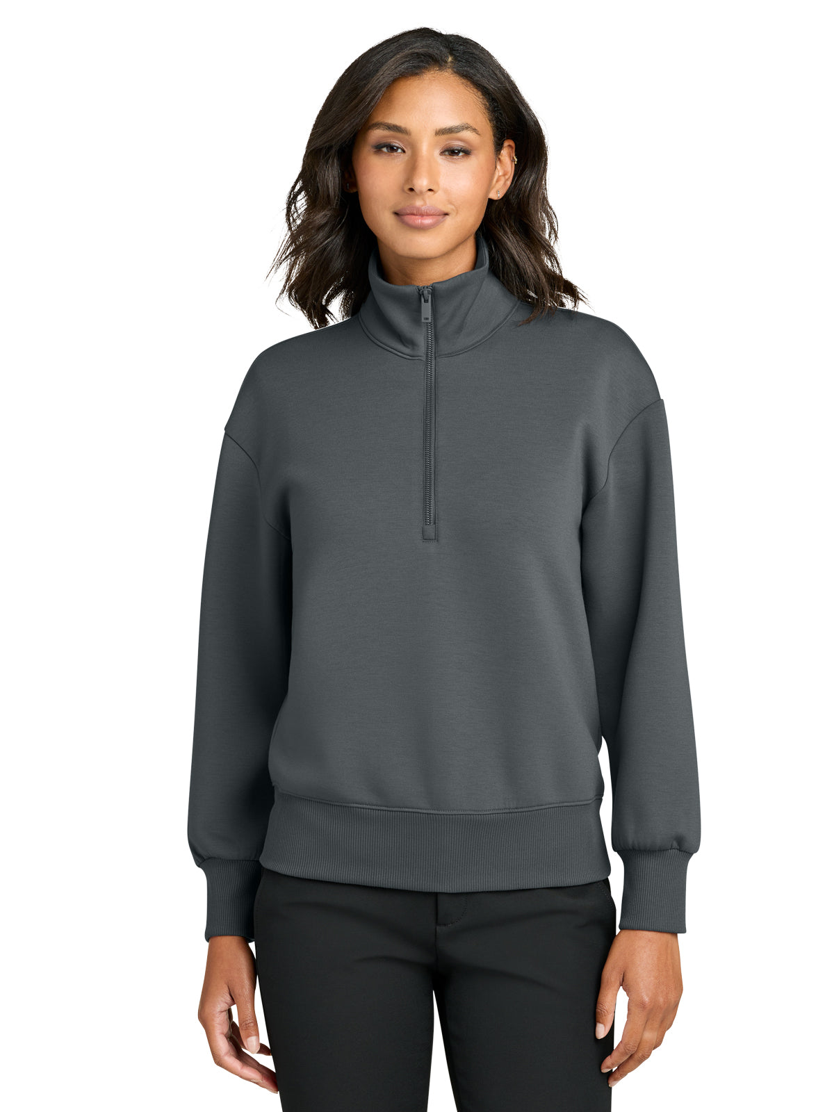 Women's Pocketless Soft Spacer 1/4-Zip Sweatshirt - MM3101 - Storm Grey