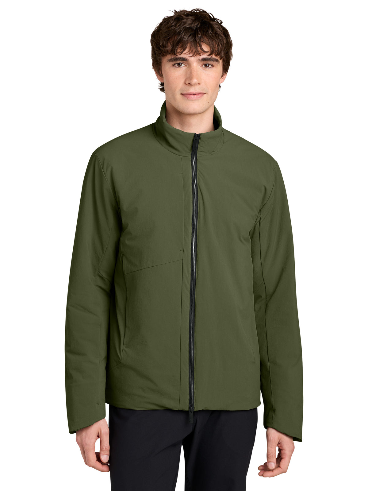 Men's Sashiko Full-Zip Stretch Puffy Jacket - MRA440 - Forest Moss