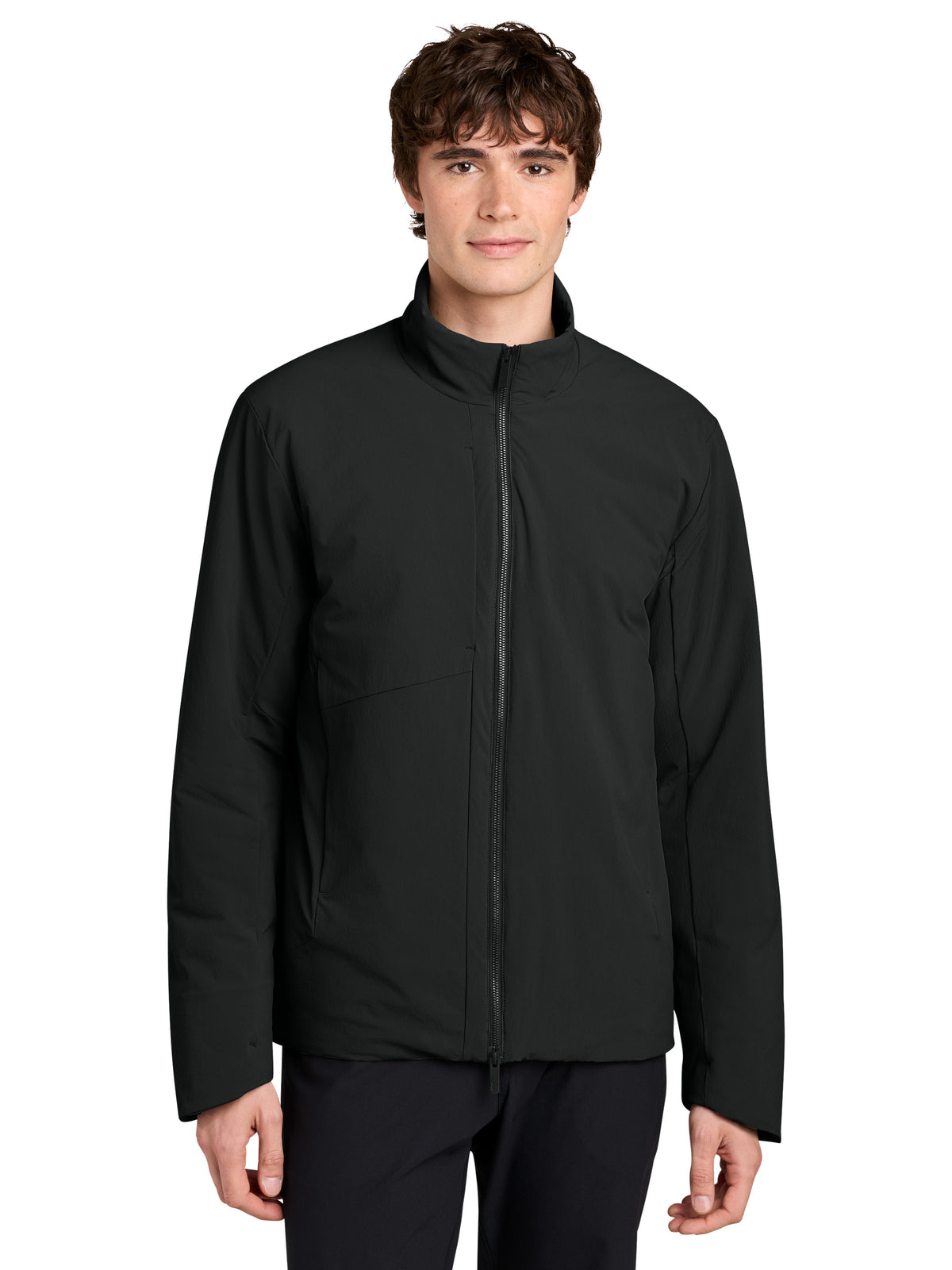 Men's Sashiko Full-Zip Stretch Puffy Jacket - MRA440 - Pitch Black