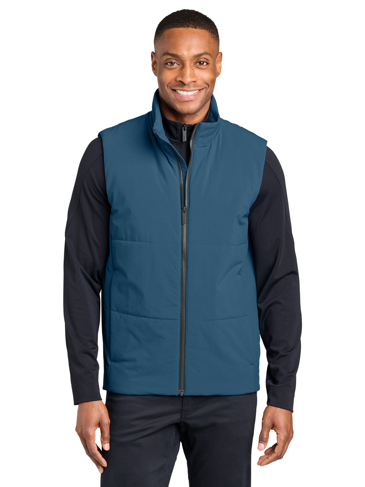 Men's Sashiko Stretch Puffy Vest - MRA442 - Deep Lake