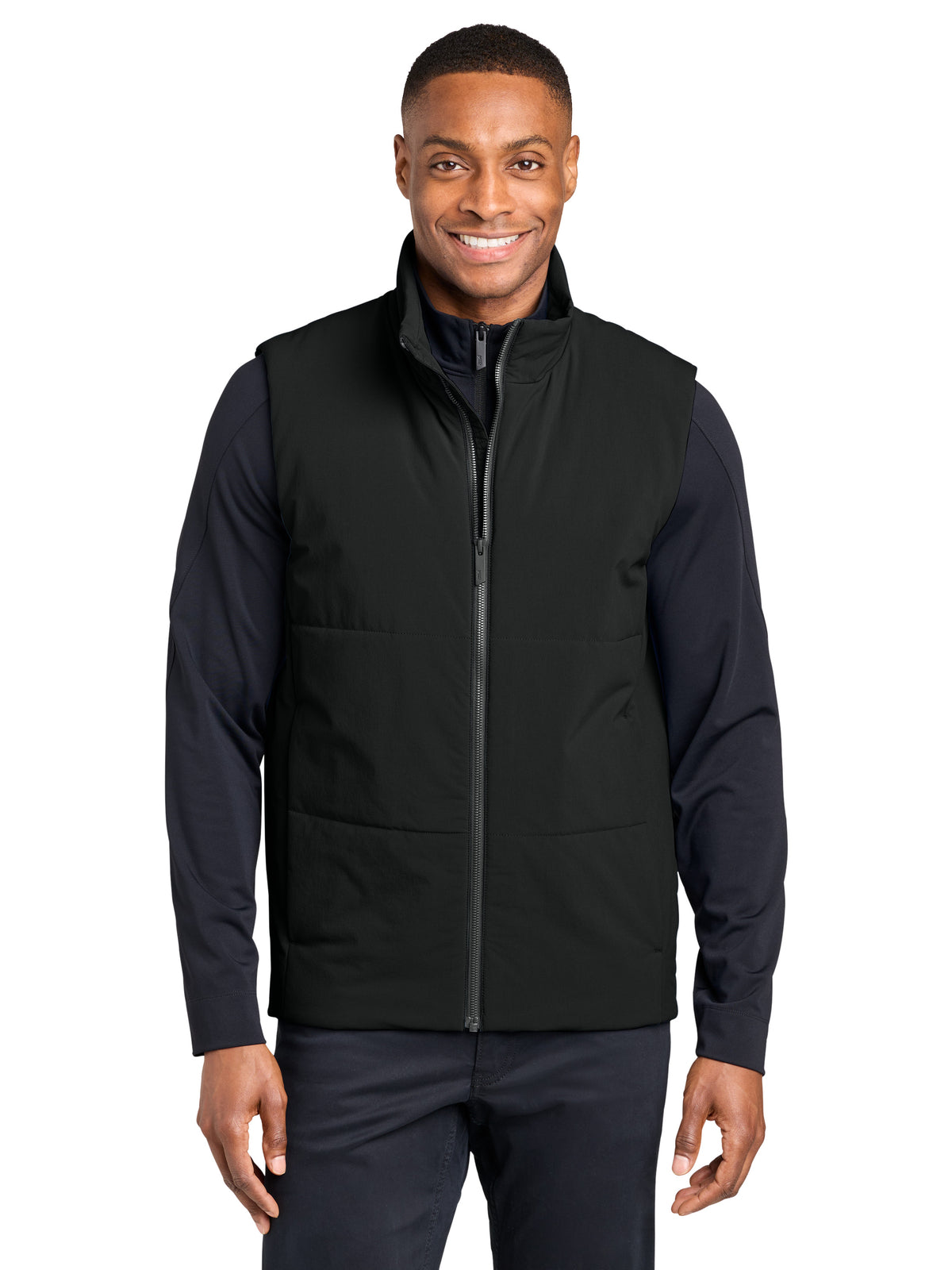 Men's Sashiko Stretch Puffy Vest - MRA442 - Pitch Black