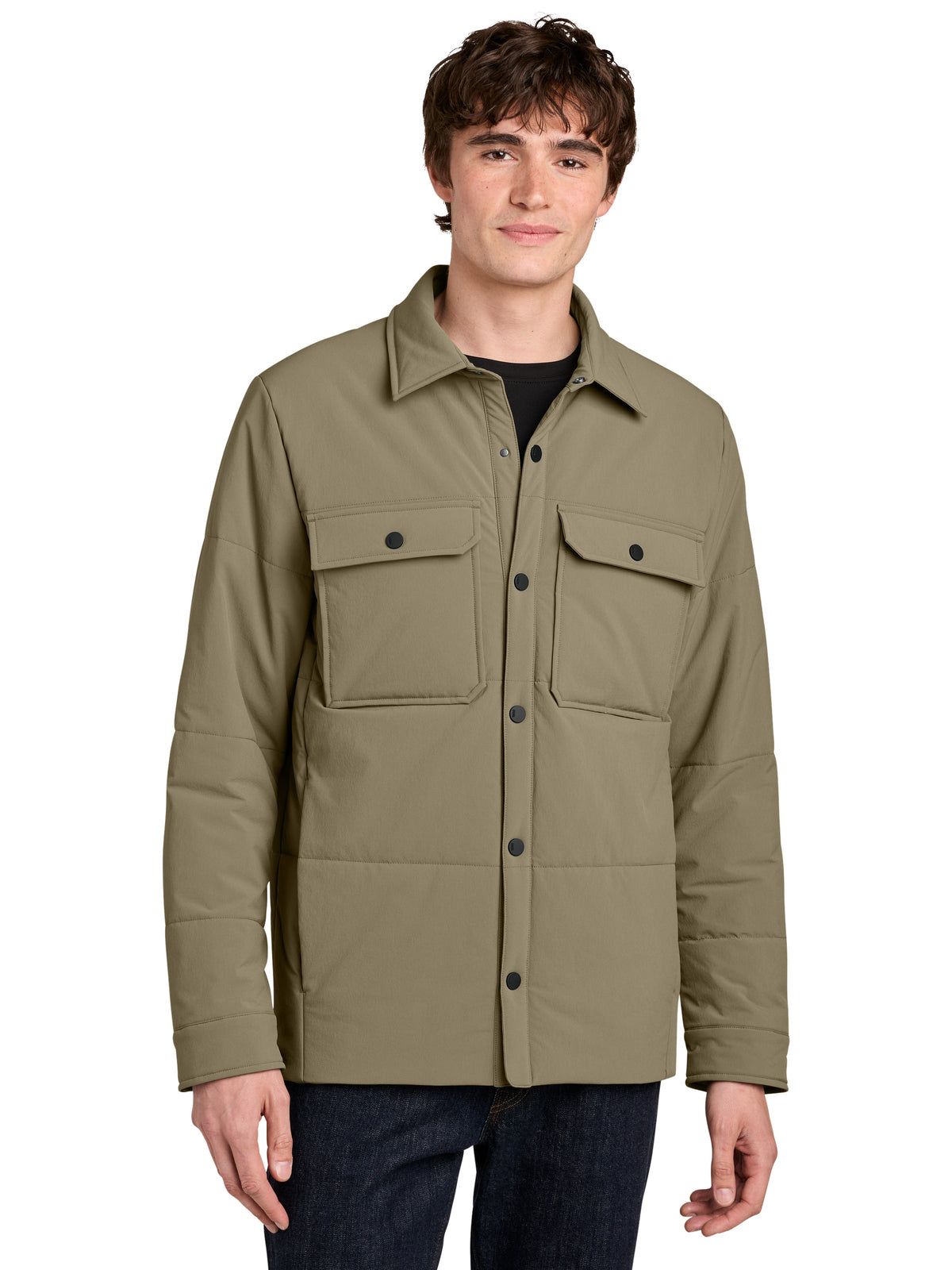 Men's Sashiko Stretch Puffy Shacket - MRA444 - Truffle