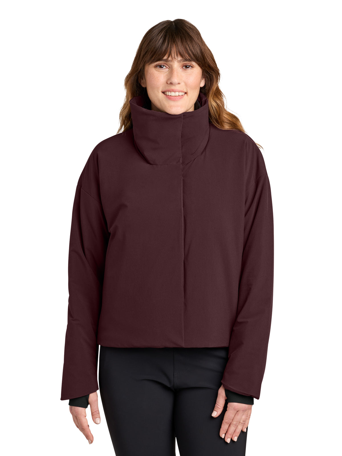 Women's Sashiko Full-Zip Stretch Puffy Jacket - MRAW440 - Dark Fig