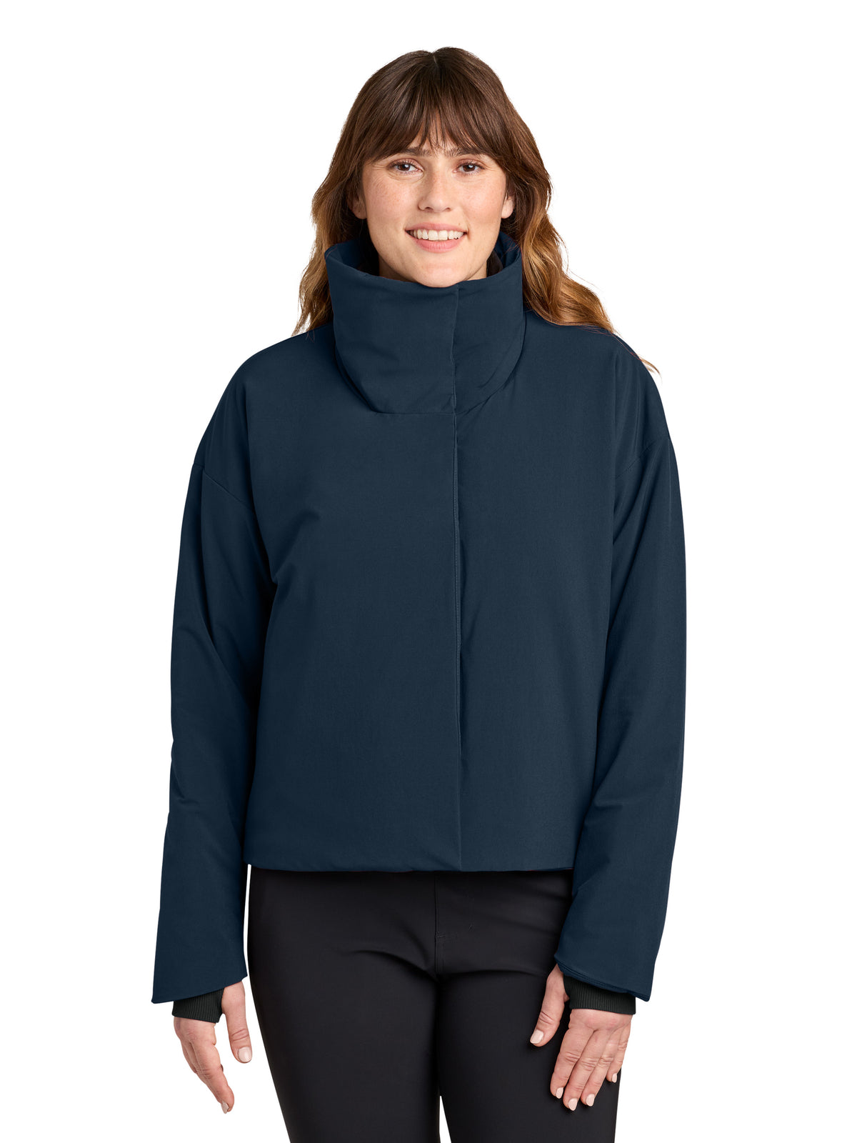 Women's Sashiko Full-Zip Stretch Puffy Jacket - MRAW440 - Indigo Navy