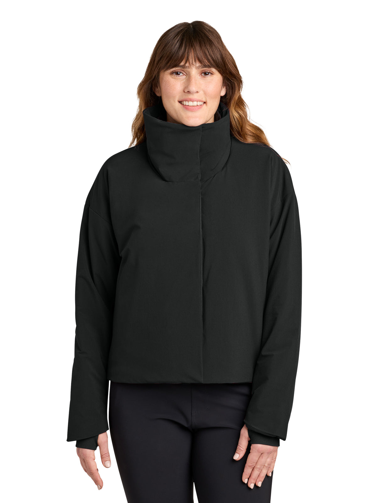 Women's Sashiko Full-Zip Stretch Puffy Jacket - MRAW440 - Pitch Black