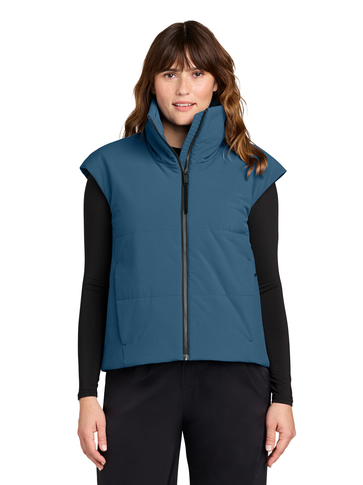 Women's Sashiko Stretch Puffy Vest - MRAW442 - Deep Lake
