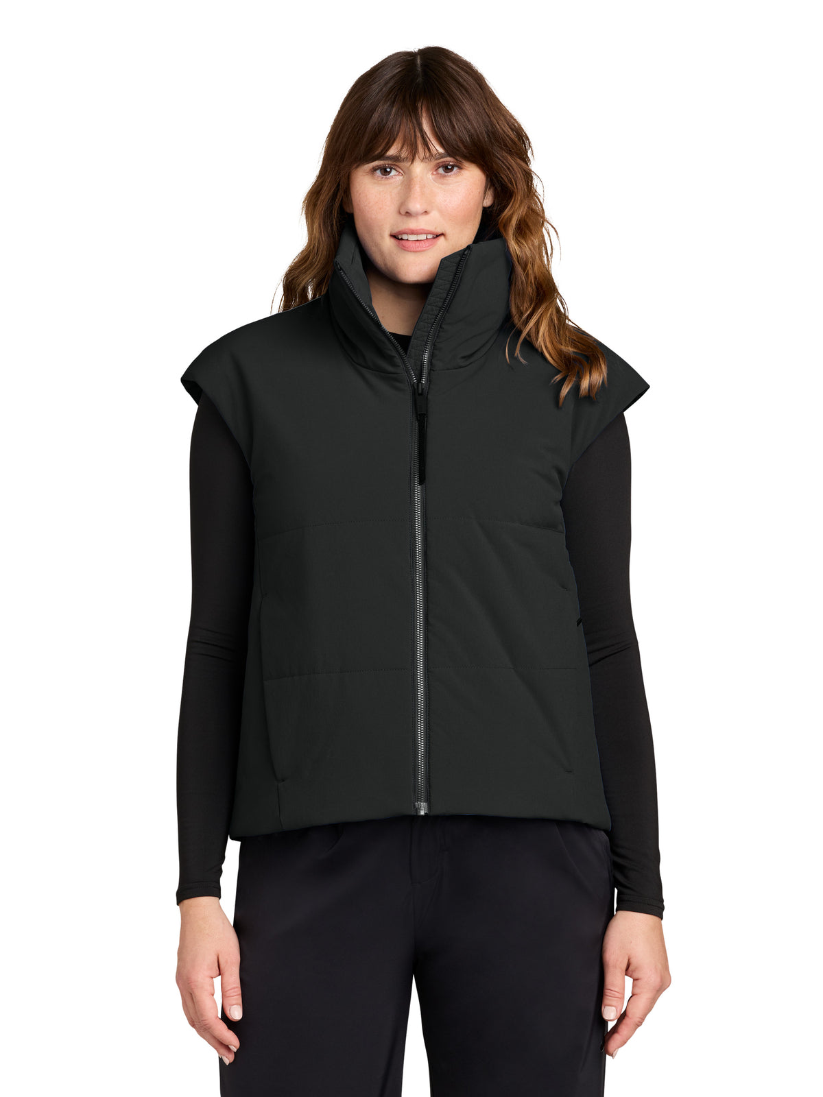 Women's Sashiko Stretch Puffy Vest - MRAW442 - Pitch Black
