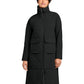 Women's Sashiko Stretch Puffy Long Jacket - MRAW445 - Pitch Black